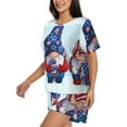 thumbnail image 2 of Fuzoiu Cute Gnomes in USA1 Print Women's Short-Sleeved Pajama Set,Lounge Sleepwear Set,Womens Pajama Sets 2 Piece,Button-Up Top and Shorts with Pockets-X-Large, 2 of 7