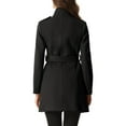 thumbnail image 3 of INSPIRE CHIC Classic Stand Collar Coat for Women's Zip Up Trench Coats with Belt XS Black, 3 of 6