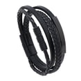thumbnail image 2 of Pulsera para hombres y mujeres, pulsera envolvente de cuero sintético para hombres, mujeres, adolescentes, niños y niñas, cierre de acero inoxidable, Hebilla negra, 2 of 8