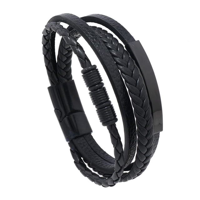 Brazalete personalizado de varias capas, elegante, de piel sintética, cómodo y resistente. Hebilla negra