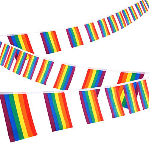 Party bunting bright multi-coloured triangular fabric 5.5m 20 Flags 1st Class 