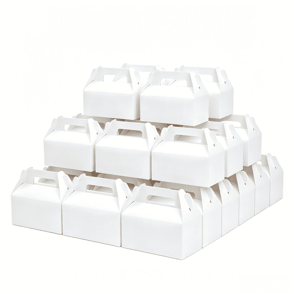 Sturdy 30 Count Gable Boxes in White for Treats Goodies or Lunch 6.5x3.5 Inches
