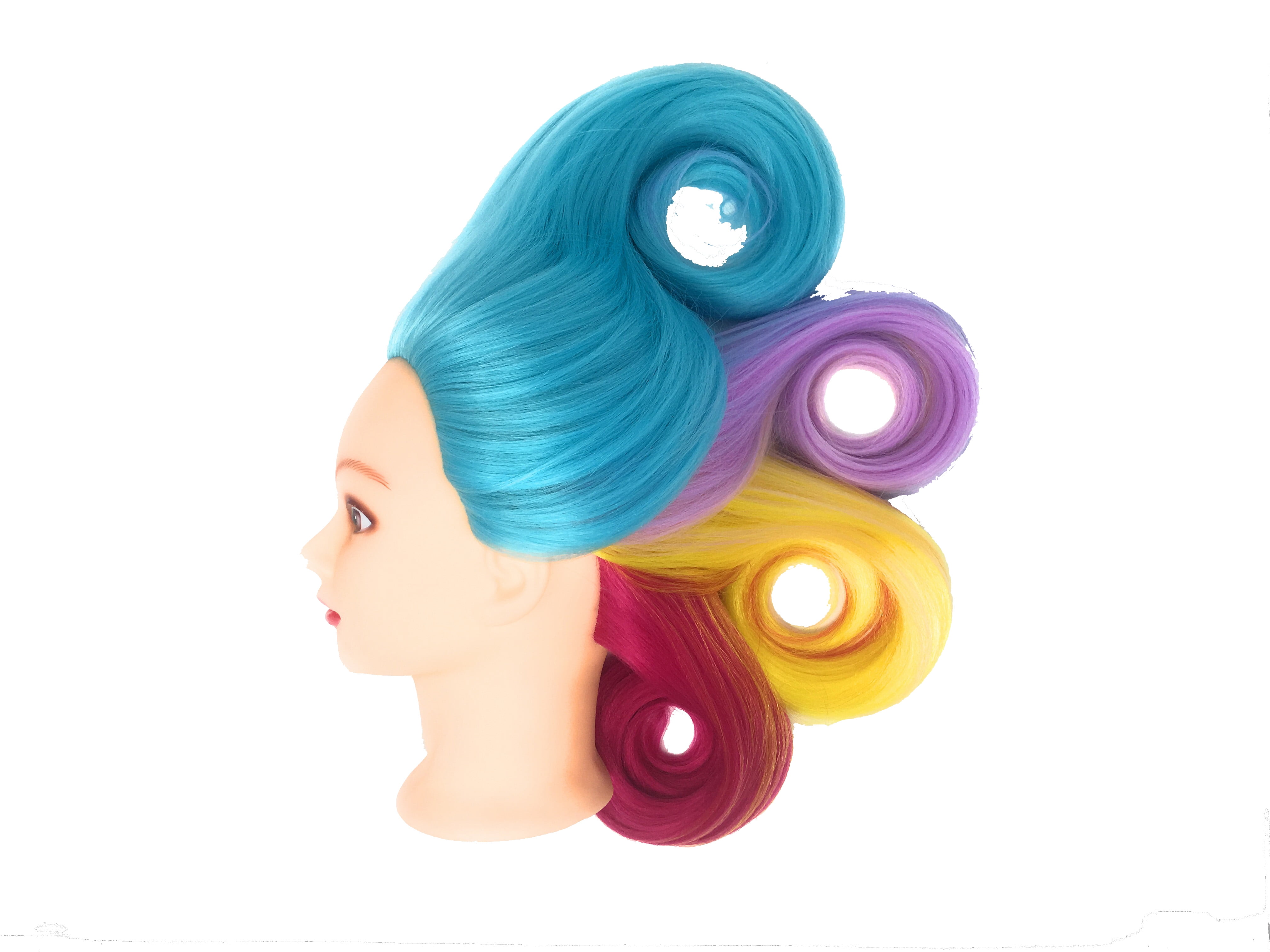 Mannequin Head 26" Yaki Synthetic Fiber Manikin Head Hairdresser Styling Training Head Training Model Cosmetology Doll Head Hair for Practice Cutting Color Blue/Pink/Yellow