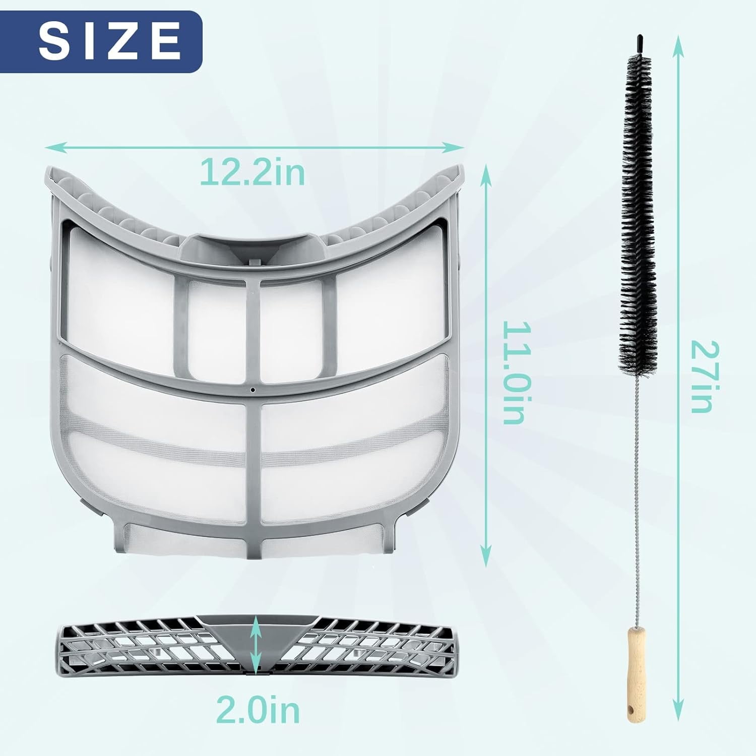 ADQ73373201 Dryer Lint Filter Replacement for LG & Kenmore Dryer, Includes Vent Cleaner Brush, Fits DLEX9000V DLEX8000V DLGX5001V DLEX5000W, Replaces ADQ733732 PS7787727