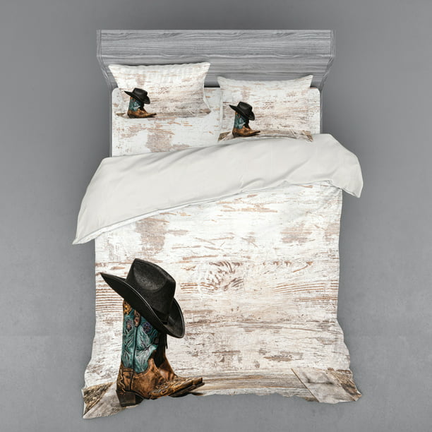 Bedding Set With Shams And Fitted Sheet, Cowboy Duvet Cover