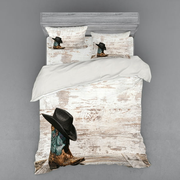 Western Duvet Cover Set Traditional Rodeo Cowboy Hat And Cowgirl Boots Retro Grunge Background Art Photo Bedding With Shams Fitted Sheet 3 Sizes By Ambesonne Com - Cowboy Western Twin Bedding Western Duvet Cover Set Traditional Rodeo Cowboy Hat And Cowgirl Boots Retro Grunge Background Art Photo Bedding With Shams Fitted Sheet 3 Sizes By Ambesonne Com - Cowboy Western Twin Bedding