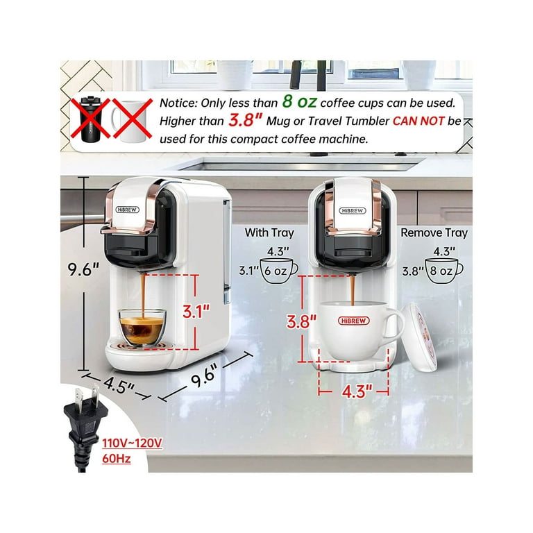 Pod Coffee Maker Single Serve, HiBREW 5-in-1 Espresso Machine for Pods,  K-cup*/Nes* Original/DG*/ESE Pod/Espresso Powder Compatible, Cold/Hot Mode,  20