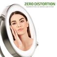 thumbnail image 4 of Ovente Lighted Makeup Mirror Tabletop 9.5 Inch 1X 10X Magnifier Dimmable 360 Degree Double Side Spinning LED Acrylic Edge Battery USB Powered Vanity Skin Care Circle Large Nickel Brushed MGT95BR1X10X, 4 of 9