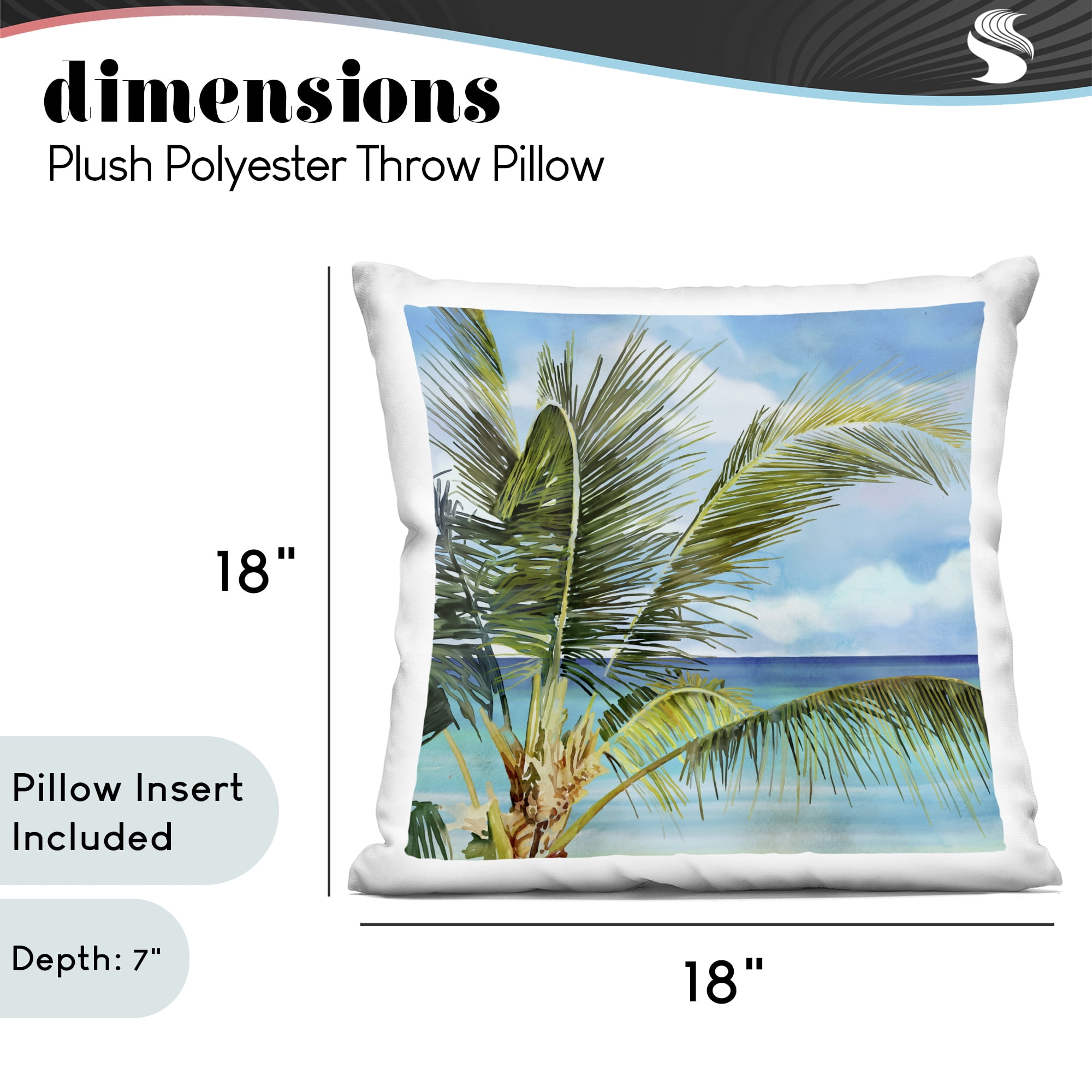 Stupell Industries Lush Palm Watercolor View Decorative Printed Throw Pillow, design by Mauro Devereaux