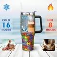 thumbnail image 4 of Autism Awareness Colorful Puzzle Piece Skinny Stainless Steel Tumbler with Handle and Straw, 40oz Water Tumbler Cup, Vacuum Insulated Double Wall Travel Tumbler, 4 of 7