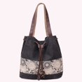 thumbnail image 5 of Bolso de hombro Bolso tipo cubo para mujer Bolso tote con cordón Lona Casual Ocio diario (Negro), 5 of 5