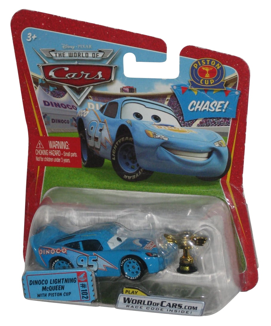 Disney World of Cars Dinoco Lightning McQueen w/ Piston Cup Trophy