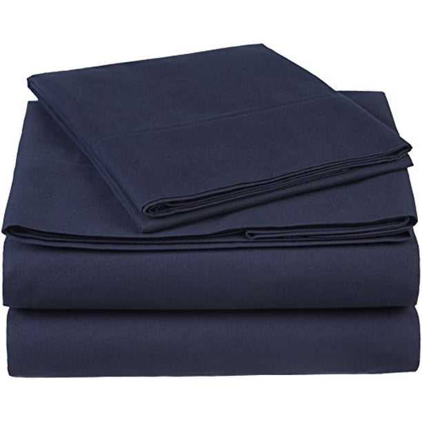 Pinzon 300 Thread Count Organic Cotton Bed Sheet Set - Twin XL, Navy ...