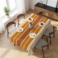 thumbnail image 3 of Burnt Orange Ombre Stripe Table Cloth Waterproof Tablecloths, Farmhouse Striped Gradient Tablecloth Dining Table Cover for Kitchen Party Tabletop Outdoor, Rectangle Tablecloth 54x108 Inch, 3 of 9
