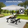 thumbnail image 6 of AwayHome 4FT Metal Patio Picnic Tables with Umbrella Hole Thermoplastic Coated Commercial Rectangular Picnic Table, Surface Mounted, Black, 6 of 7