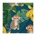 thumbnail image 4 of WYYP Monkey Bananas Leaves Square Fitted Tablecloth 100% Polyester Fiber 52*52, 4 of 8