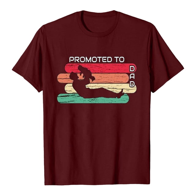 Promu à Papa Père Jour T-Shirt d'Été Lettre Impression Manches Courtes Col Rond Femmes Tops