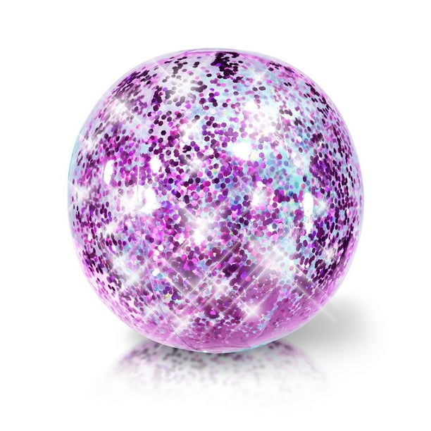 Pool Candy Glitter Purple Inflatable 13.75" Jumbo Beach Ball Walmart