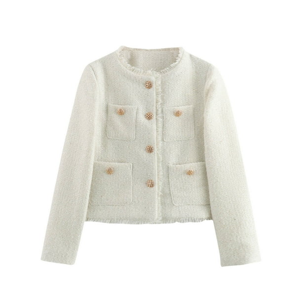 Chaquetas y abrigos casuales de manga larga sin capucha Chaqueta corta casual para mujer Chaqueta casual con capucha de manga larga Top de poliéster para mujer