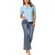 thumbnail image 2 of Camisa Chambray INSPIRE CHIC para mujer con cuello Peter Pan, mangas abullonadas, blusa de denim vintage L Beau Blue, 2 of 6