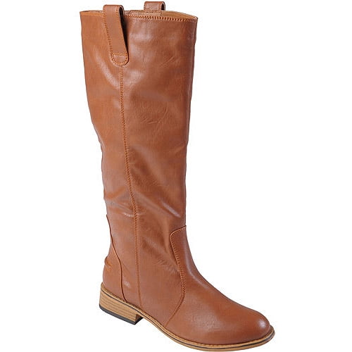 Brinley Co Womens Round Toe Topstitched Tall Boots - Walmart.com