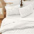 thumbnail image 2 of 3 Pieces White Ruched Duvet Cover Set Bed Set Boho Shabby Chic Bedding Set for Bedroom Soft Fluffy Ruffle King Comforter Cover Set with Pillowcases, 2 of 5