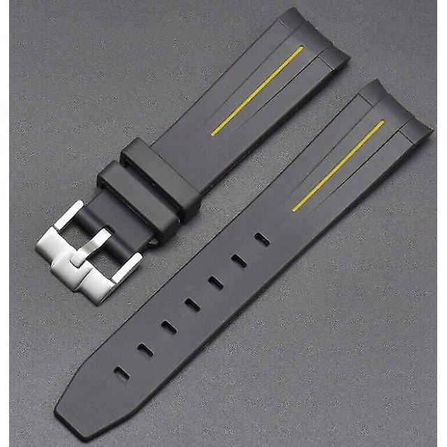 Correa de reloj de goma de color de 20 mm compatible con Swatch X Omega Mission To The Moon-Black yellow line- Bolígrafo Bolígrafo Bolígrafo de papelería