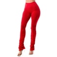 thumbnail image 4 of Women's Made in USA Comfortable Stretch High Waist Stacked Bottom Leggings Pants (Red, Medium)…, 4 of 5