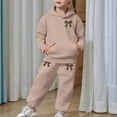 thumbnail image 4 of Tiijoy Little Girls Outfit Set Bow Graphic Hoodie and Sweatpants Warm Soft Clothes Set, 4 of 6