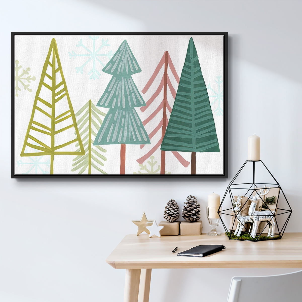 Modern Holiday Collection A - Framed Gallery Wrapped Holiday Canvas - 27 x 41 - Black Frame