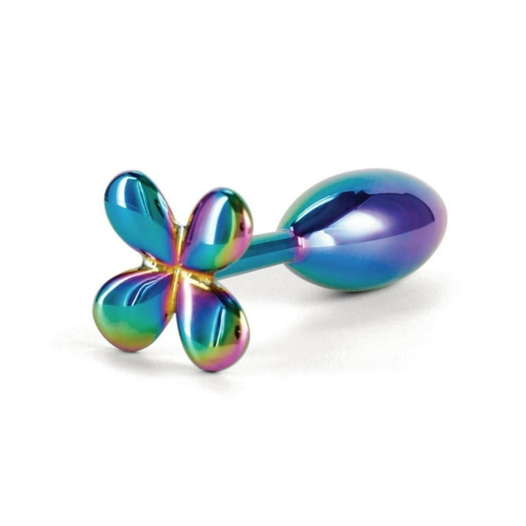 clover anal plug Rear Assets Chrome-Plated Aluminum Clover Anal Plug, Rainbow