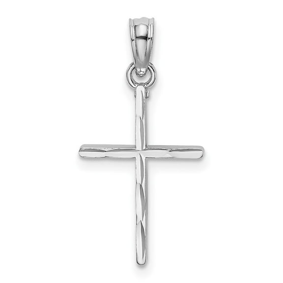 Finest Gold 10K White Gold D&C & Polished Cross Charm