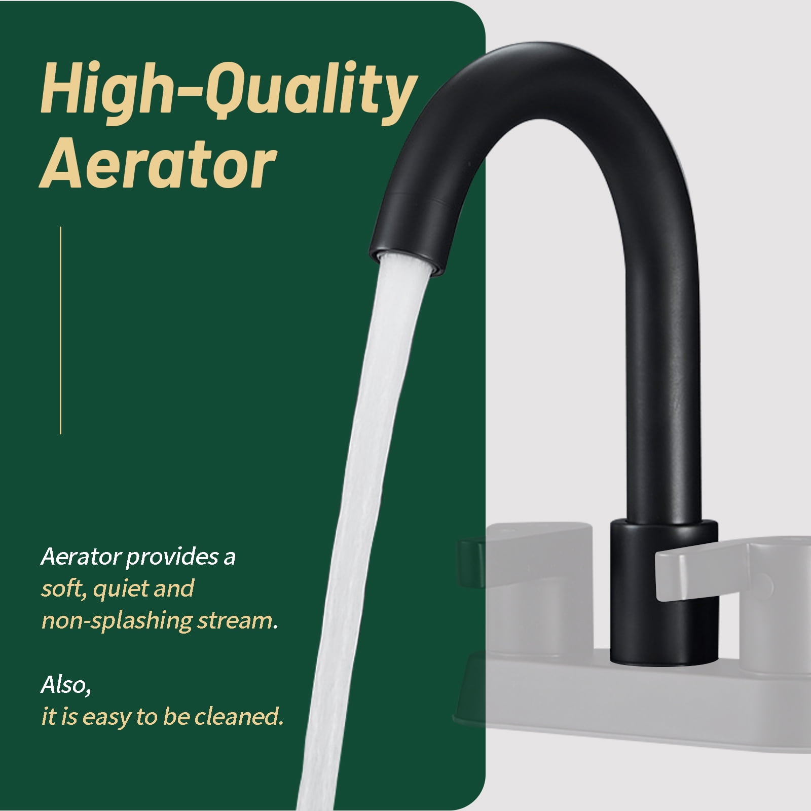 Cobbe Matte Black 4 Inch Centerset Bathroom Faucet, Bathroom Vanity Lavatory Faucets for Sink 3 Hole 2 Handle, Swivel Spout with Brass Drain Assembly