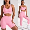 thumbnail image 3 of Conjunto de fitness de punto para correr, sujetador deportivo, pantalones de yoga de cintura alta, conjunto de yoga sin costuras, 3 of 5