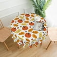 thumbnail image 3 of Nappe Ronde d'Automne 70 Pouces Orange Brûlé Feuilles de Citrouille Nappe Feuilles d'Automne Récolte Action de Grâce Couvre-Table Polyester Nappes Intérieures Extérieures pour Cuisine Salle à Manger Fête, 3 of 6