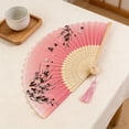 thumbnail image 5 of 2026 Traditional Chinese Folding Hand Fan,Portable Foldable Fan for Wedding,Dance,Party,Performance, Cherry Blossom and Butterfly Design, Silk and Bamboo Construction, Decorative Tassel,1PC, 5 of 6
