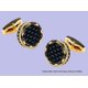 thumbnail image 2 of Gemelos clásicos de fibra de carbono azul (chapados en oro) para camisa francesa de alta calidad, 1 par, 2 of 5