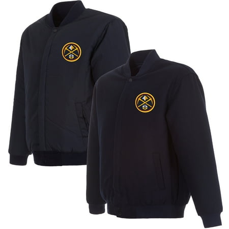 Men's JH Design Navy Denver Nuggets Reversible Front Embroidered Wool Full-Snap Jacket