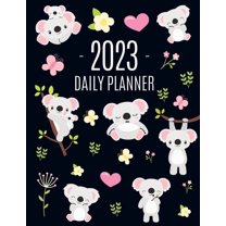 Koala Planner 2023: Australian Outback Animal Agenda: January-December Pretty Pink Butterflies & Yellow Flowers Mont, (Paperback)
