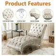 thumbnail image 5 of HOMEFUN Beige Modern Tufted Velvet Chaise Lounge for Living Room with 1-Bolster Pillow and solid Acrylic legs, 5 of 6