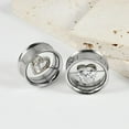 thumbnail image 6 of Crystal Heart Love Double Flared Tunnel Plugs Gauges Earrings for Women Men Unisex - Stainless Steel Cubic Zirconia Hearted Expander Stretcher Screw Ear Gauge Dainty Body Pierced Jewelry, 6 of 7