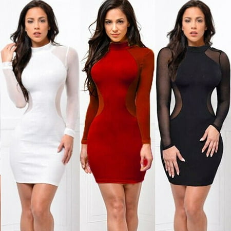 Sexy Women Bodycon Long Sleeve Party Slim Club Wear Casual Short Mini (Best Club Dresses 2019)