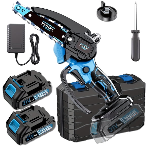 6 Inch Cordless Mini Chainsaw, 21V Portable Handheld Electric Chain Saw for Garden Tree Trimming Wood Cutting