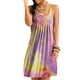 thumbnail image 3 of Vestido corto con estampado de teñido anudado Vestido plisado sin mangas, rosa amarillo, 5XL Yuarrent AP002087-56, 3 of 7