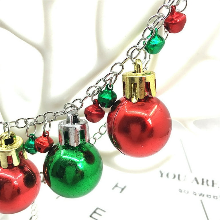 Christmas Red Green Ball Ornament Pendant Necklace for Women Gilrs