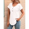 thumbnail image 5 of Women's Tops Dressy Casual Blouses Short Sleeve Shirts Clothing Summer Outfits Button Pleated Front White M, 5 of 10