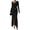 Black, variant on Women'S Long Sleeve Bodycon Dress Asymmetrical Neck Cocktail Party Slit Maxi Dresses Black XXL