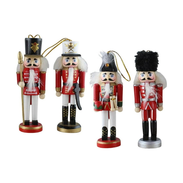 4 piezas marioneta de Cascanueces de madera regalo de vacaciones favores accesorios de diseño de escena estatua de Navidad para el festival Zulema Figurita de Cascanueces