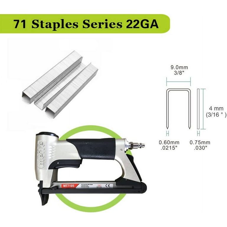 Pneumatic Upholstery Staple Gun, 21 Gauge 1/2 Wide Crown Air Stapler Kit,  by 1/4-Inch to 5/8-Inch, 1/4-Inch to 5/8-Inch, with 3000 Staples
