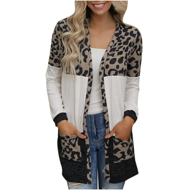 Cardigans For Women Plus Size LAWOR Women'S Leopard Print Stitching